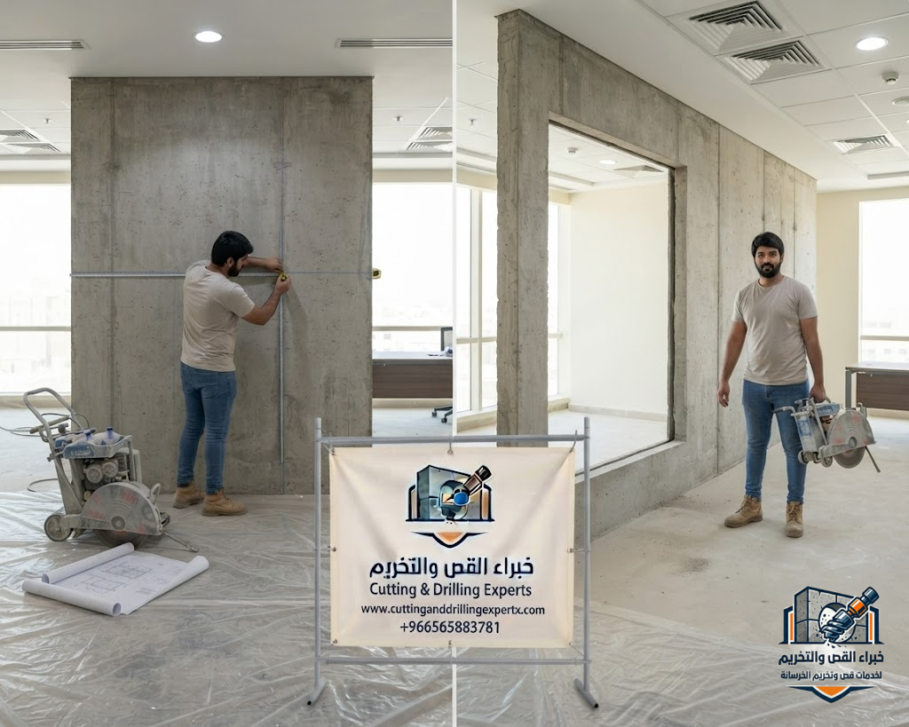 قص الجدران والأسقف الخرسانية وفتح الكور في حي الفيصلية جدة بأحدث تقنيات القص الماسي